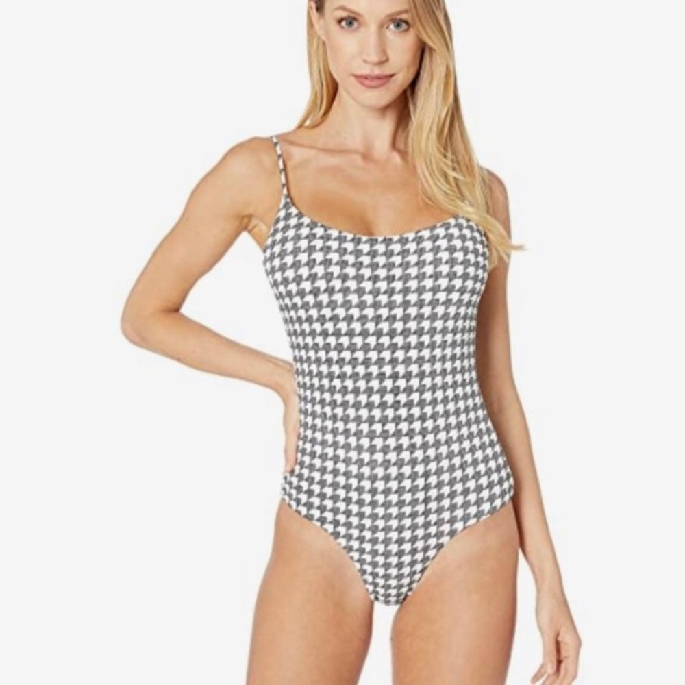 Nwt Onia GABRIELLA ONE PIECE digital houndstooth Swimsuit Black XS